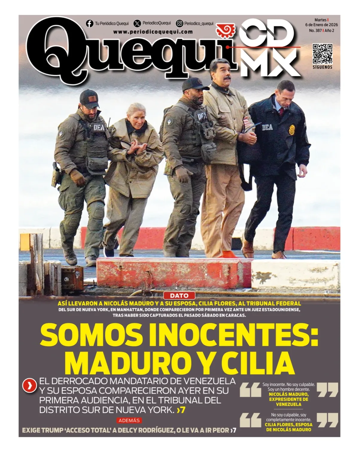 Portada de Quequi CDMX del martes, 6 de enero de 2026