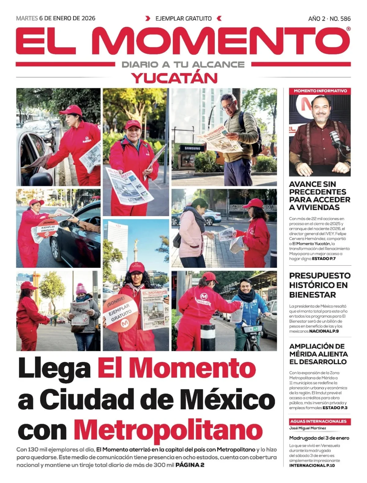 Portada de El Momento Yucatan del martes, 6 de enero de 2026