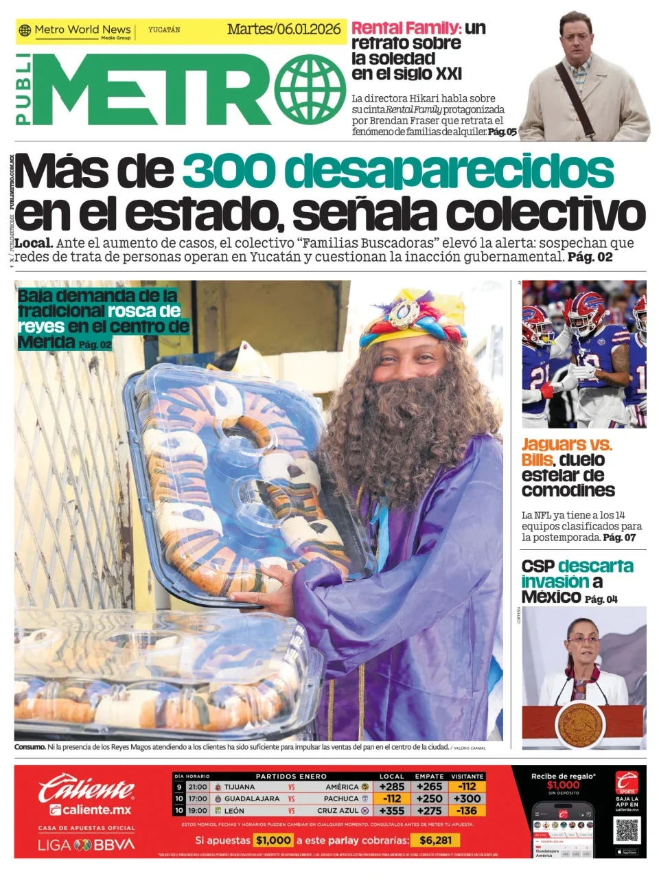Portada de Publimetro Merida del martes, 6 de enero de 2026