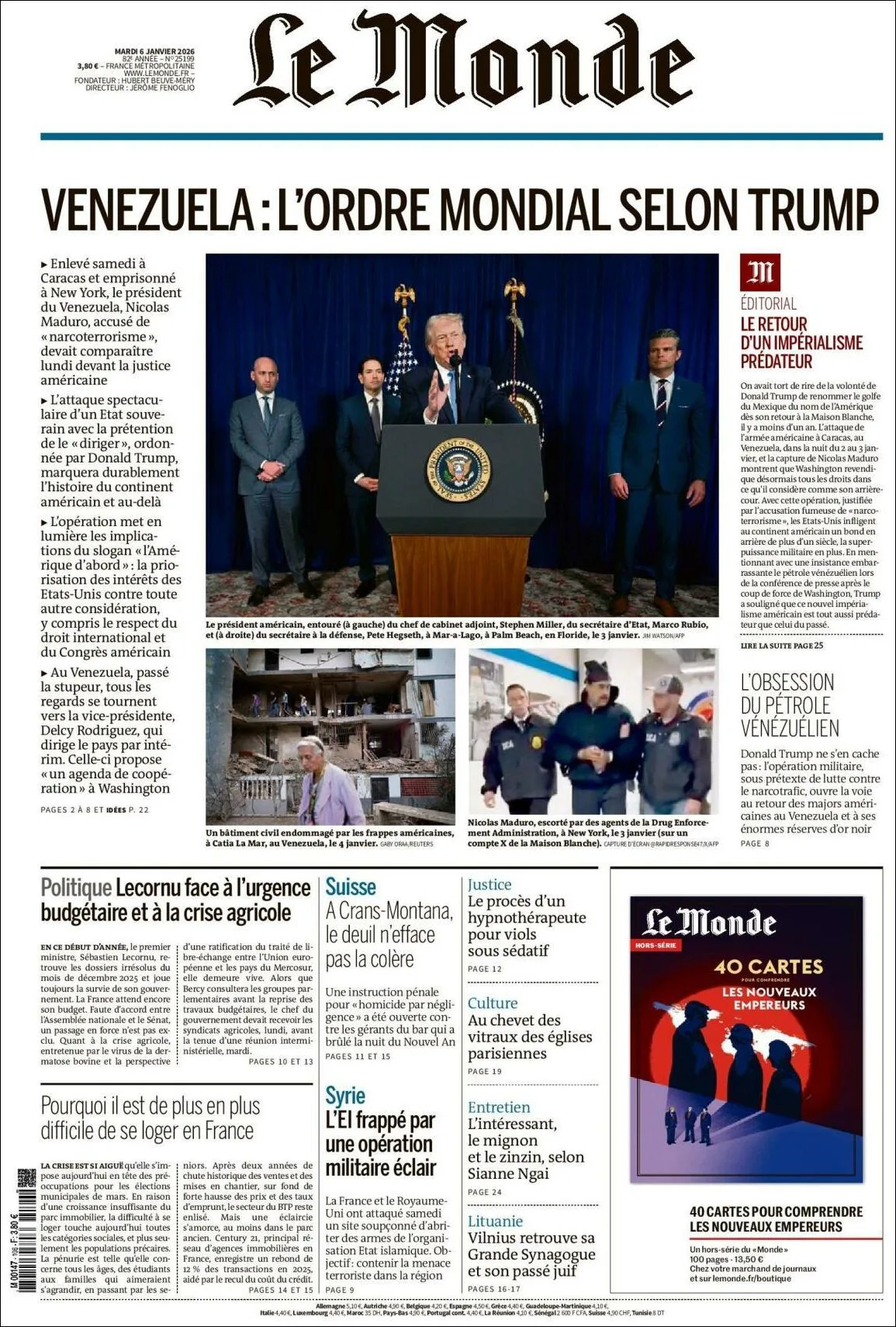 Portada de Le Monde del martes, 6 de enero de 2026