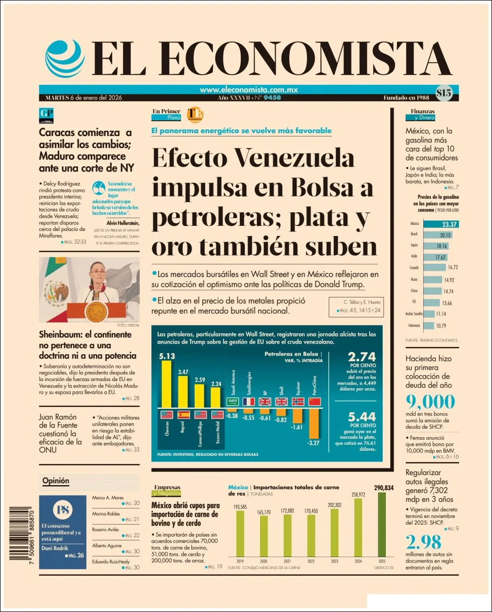 Portada de El Economista del martes, 6 de enero de 2026