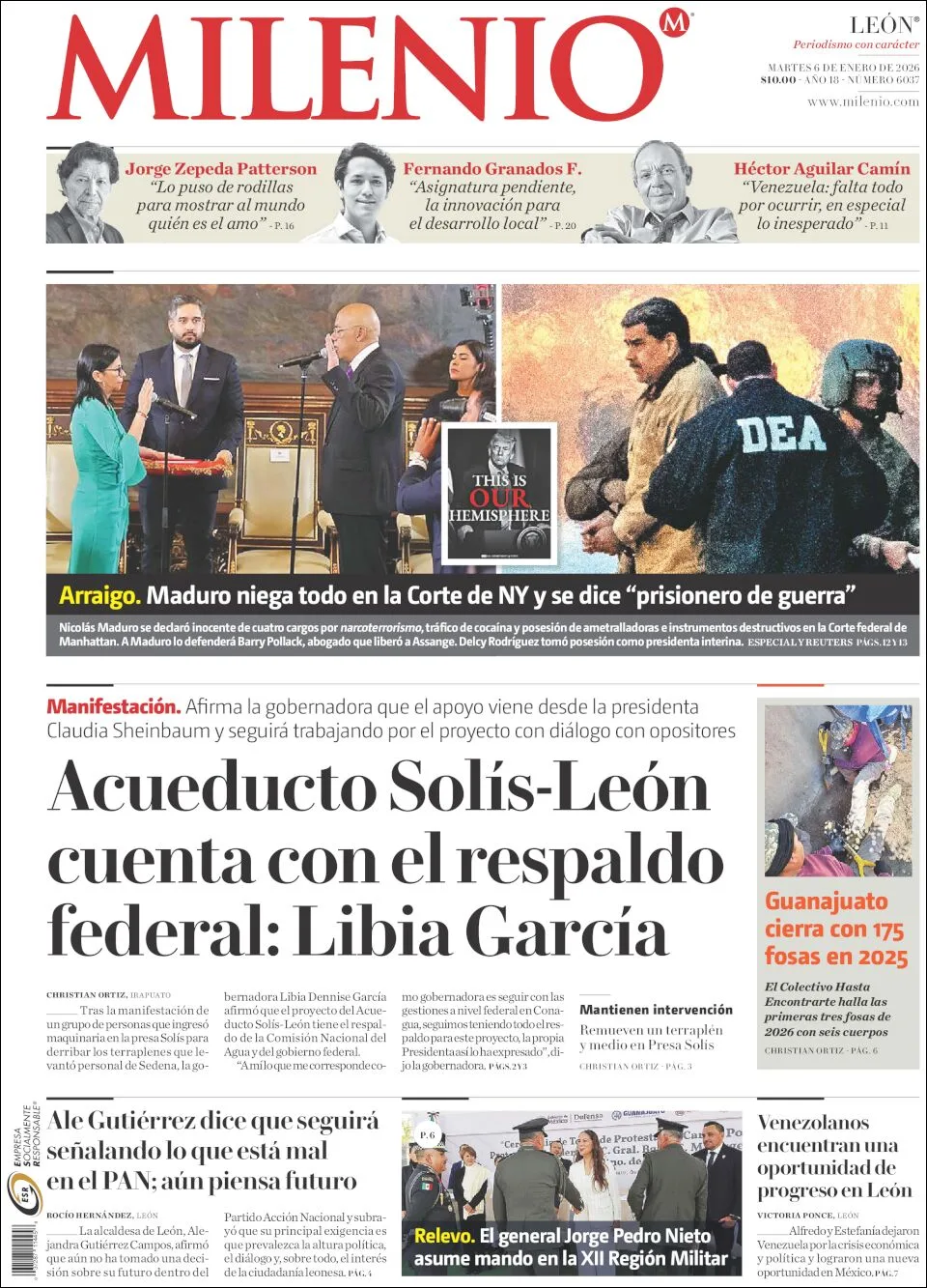 Portada de Milenio Leon del martes, 6 de enero de 2026