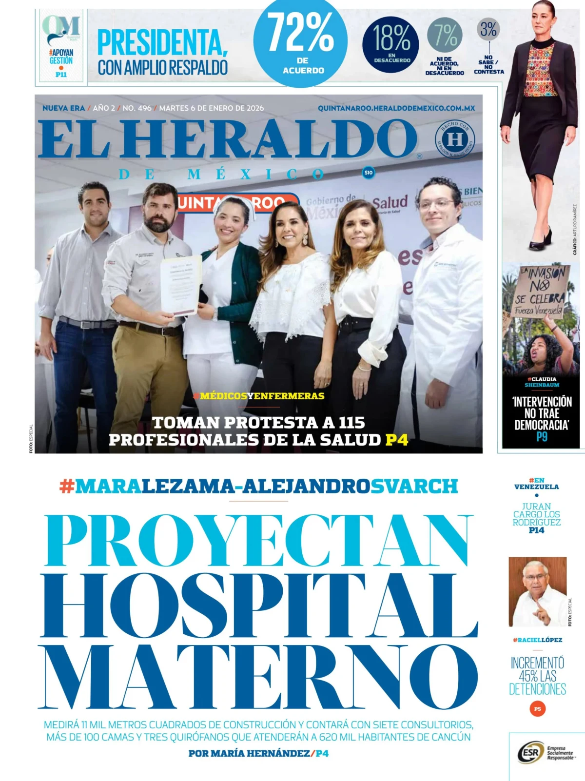 Portada de El Heraldo de Mexico - Quintana Roo