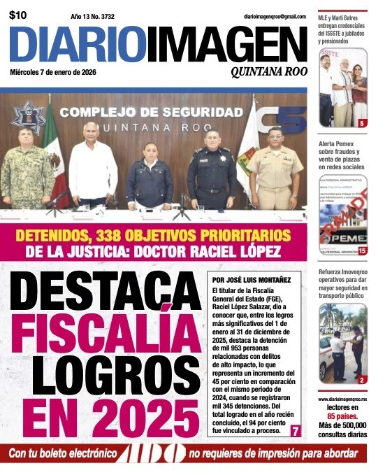 Portada de Diario Imagen Quintana Roo del miércoles, 7 de enero de 2026