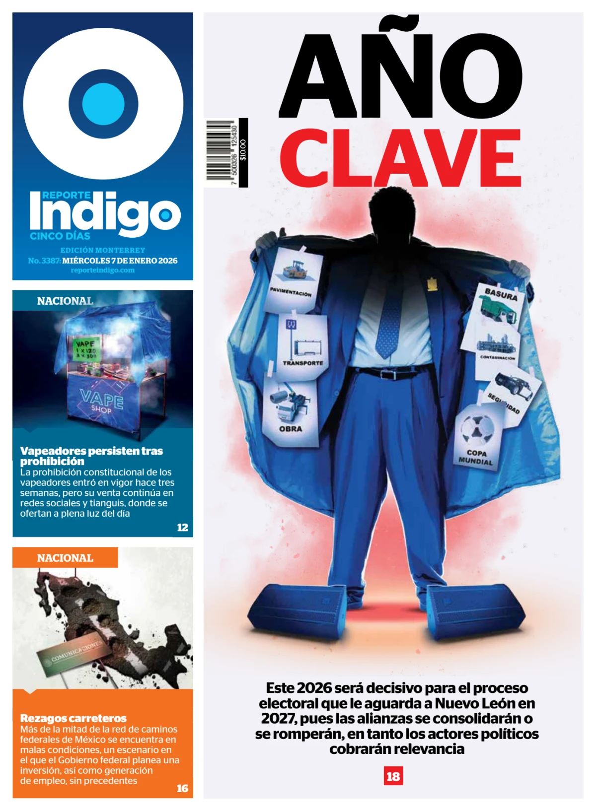 Portada de Reporte Indigo Monterrey del miércoles, 7 de enero de 2026