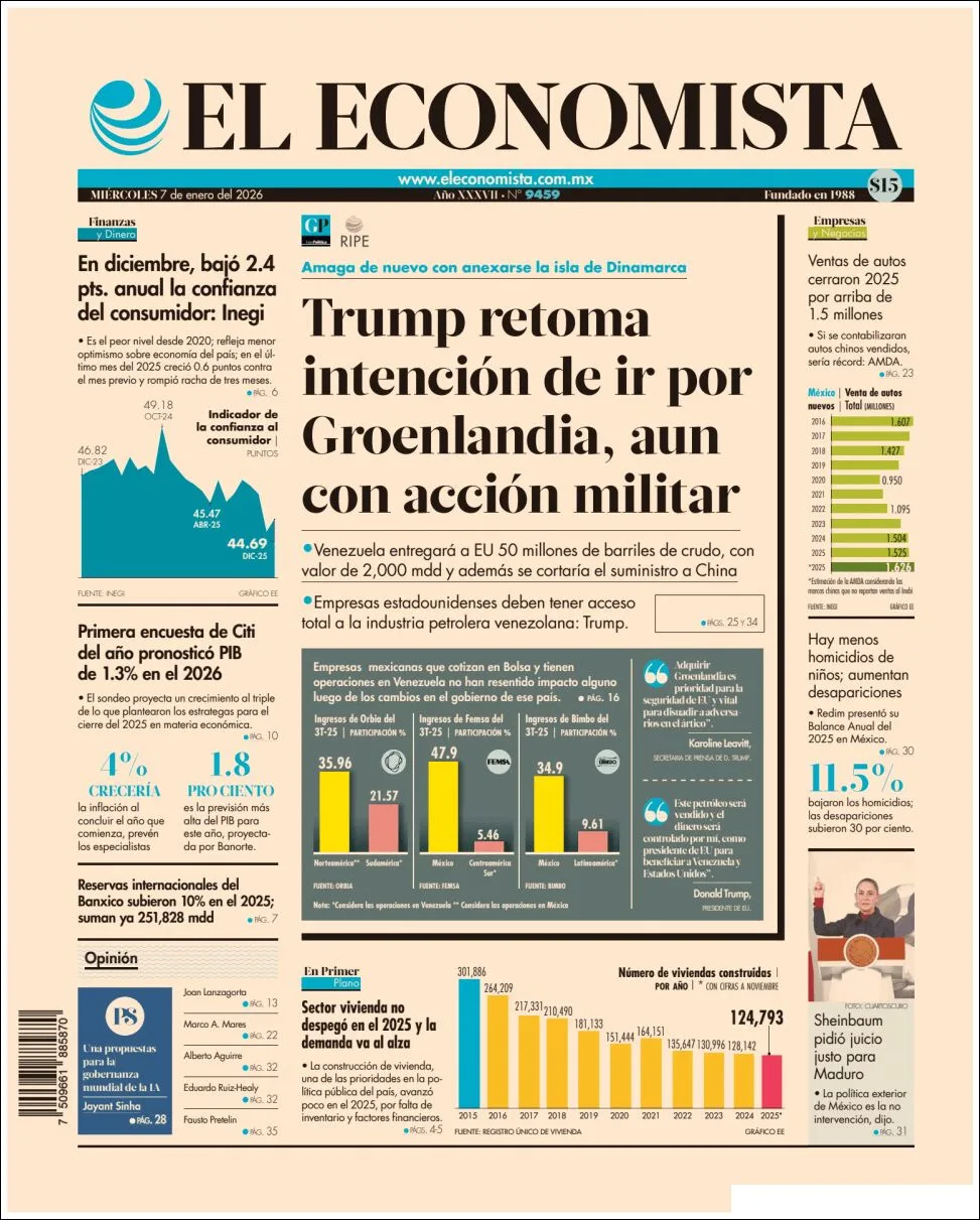 Portada de El Economista del miércoles, 7 de enero de 2026