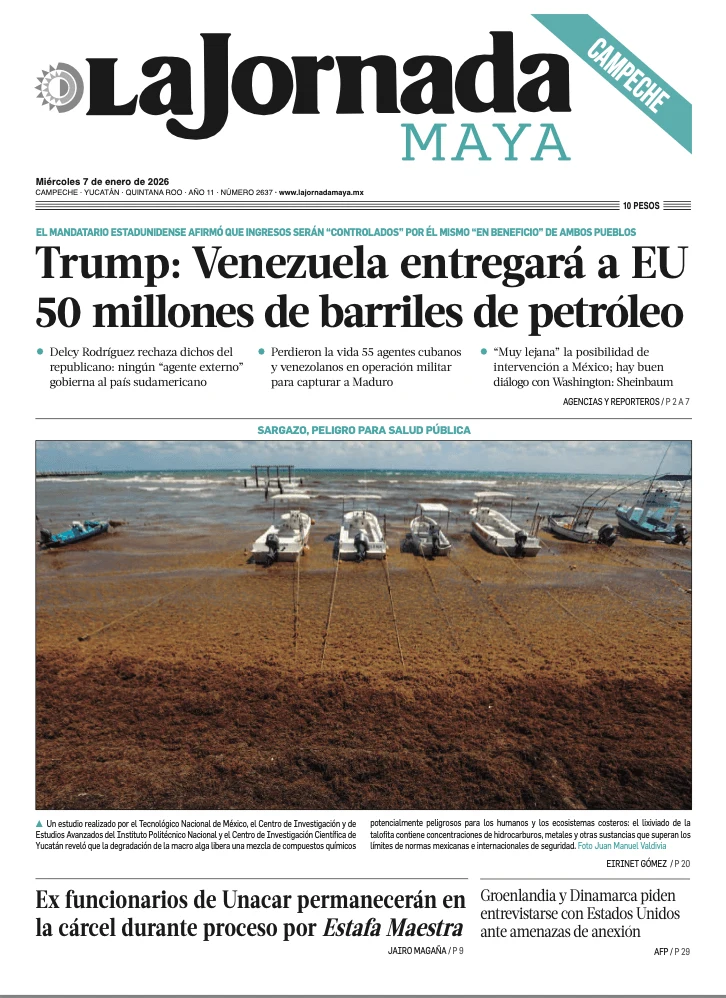 Portada de La Jornada Maya Campeche del miércoles, 7 de enero de 2026