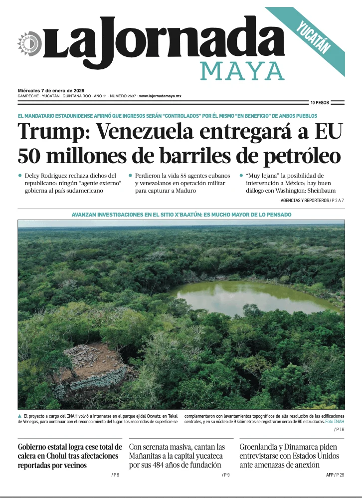 Portada de La Jornada Maya Yucatán del miércoles, 7 de enero de 2026