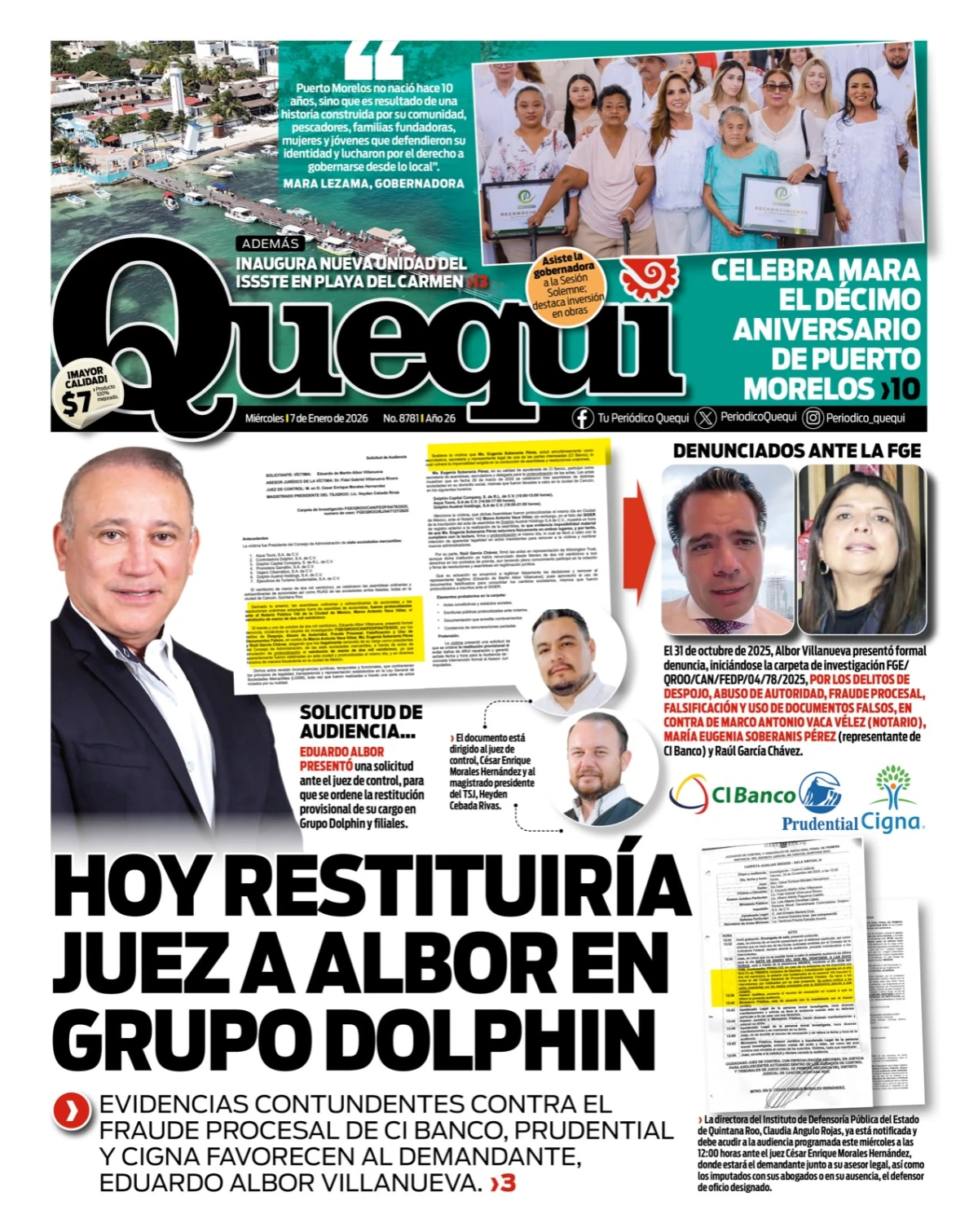 Portada de Quequi del miércoles, 7 de enero de 2026