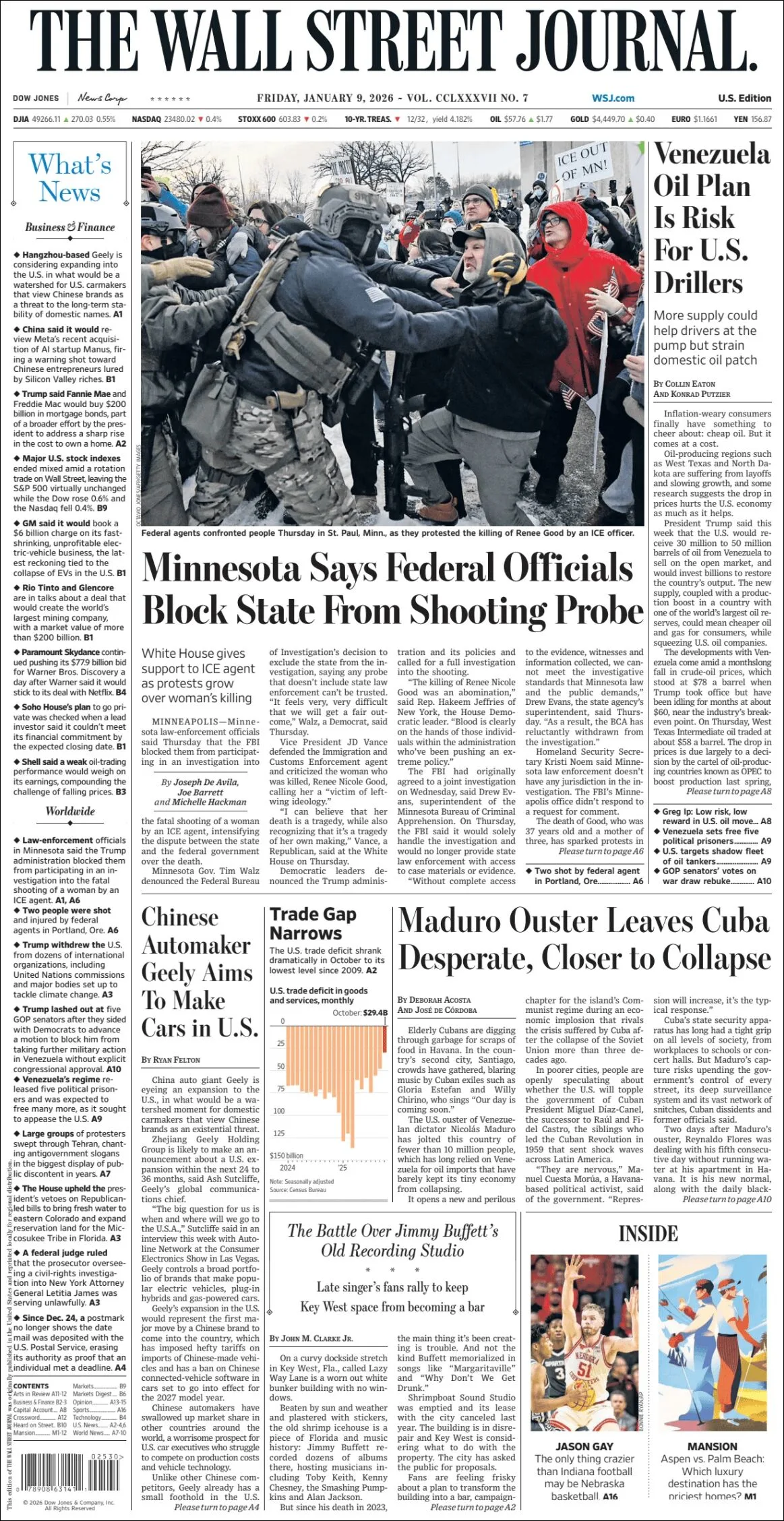 Portada de The Wall Street Journal