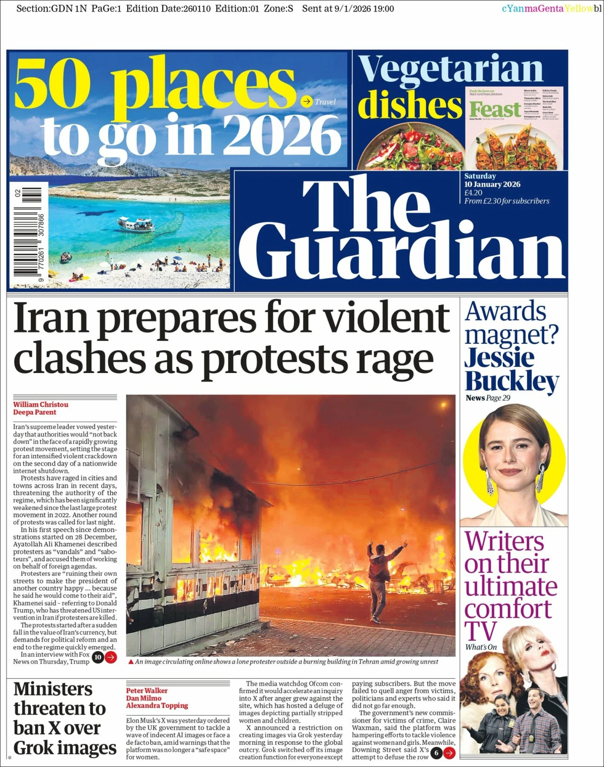 Portada de The Guardian (reino Unido)