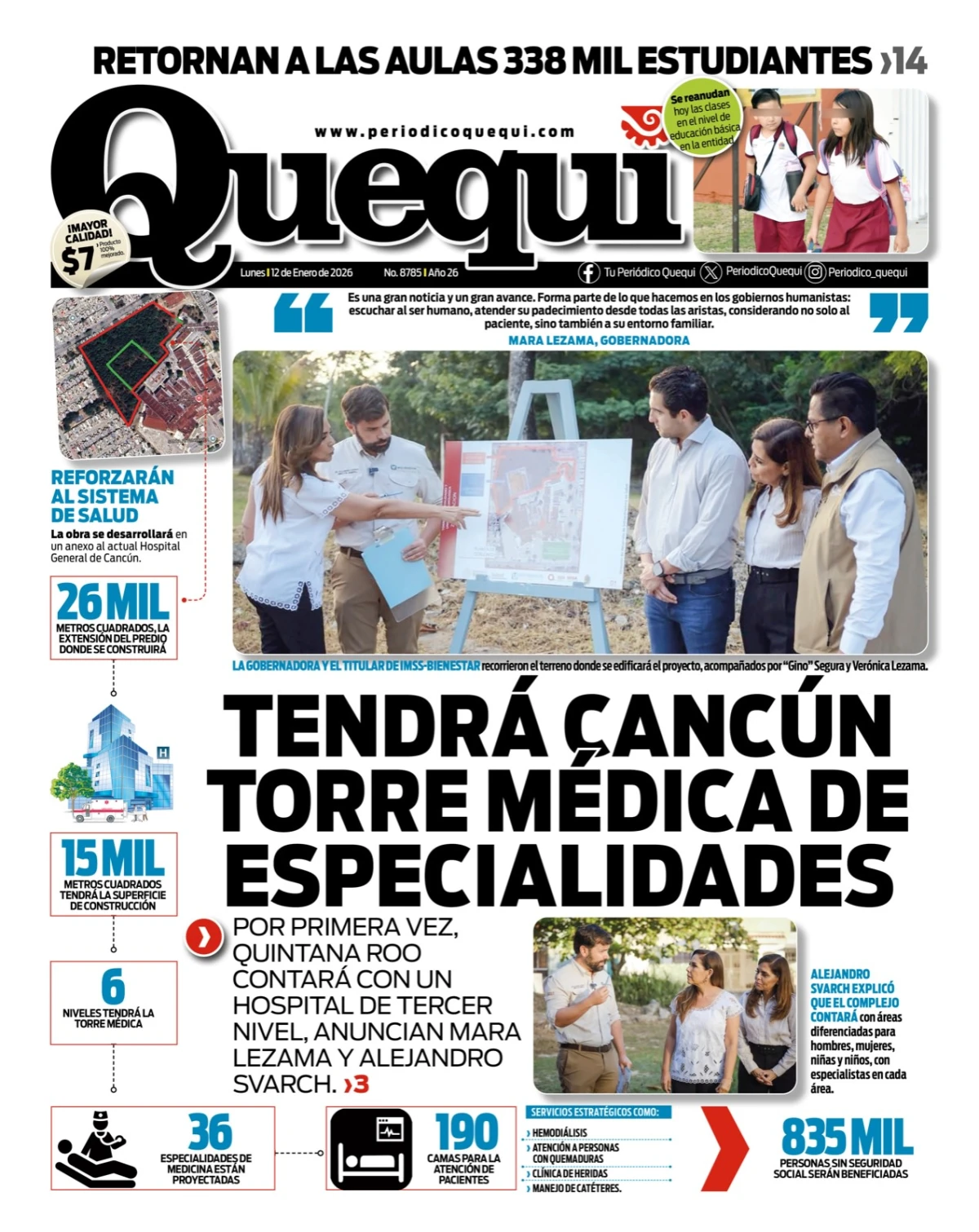 Portada de Quequi del lunes, 12 de enero de 2026