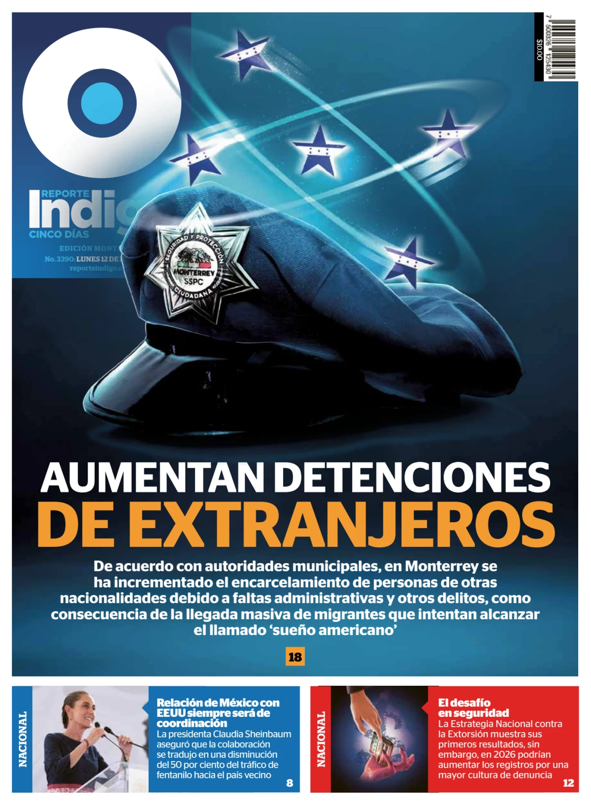 Portada de Reporte Indigo Monterrey del lunes, 12 de enero de 2026