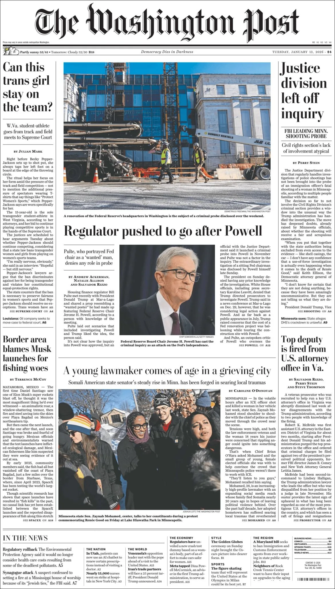 Portada de The Washington Post