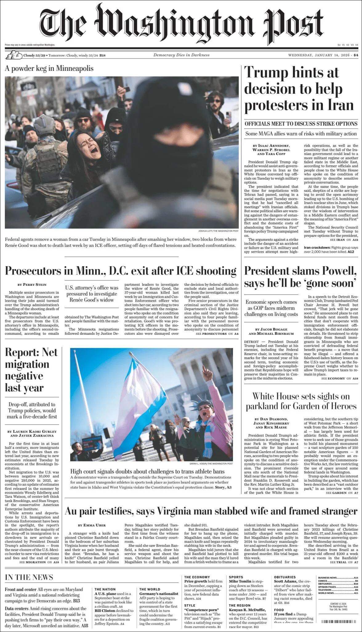 Portada de The Washington Post