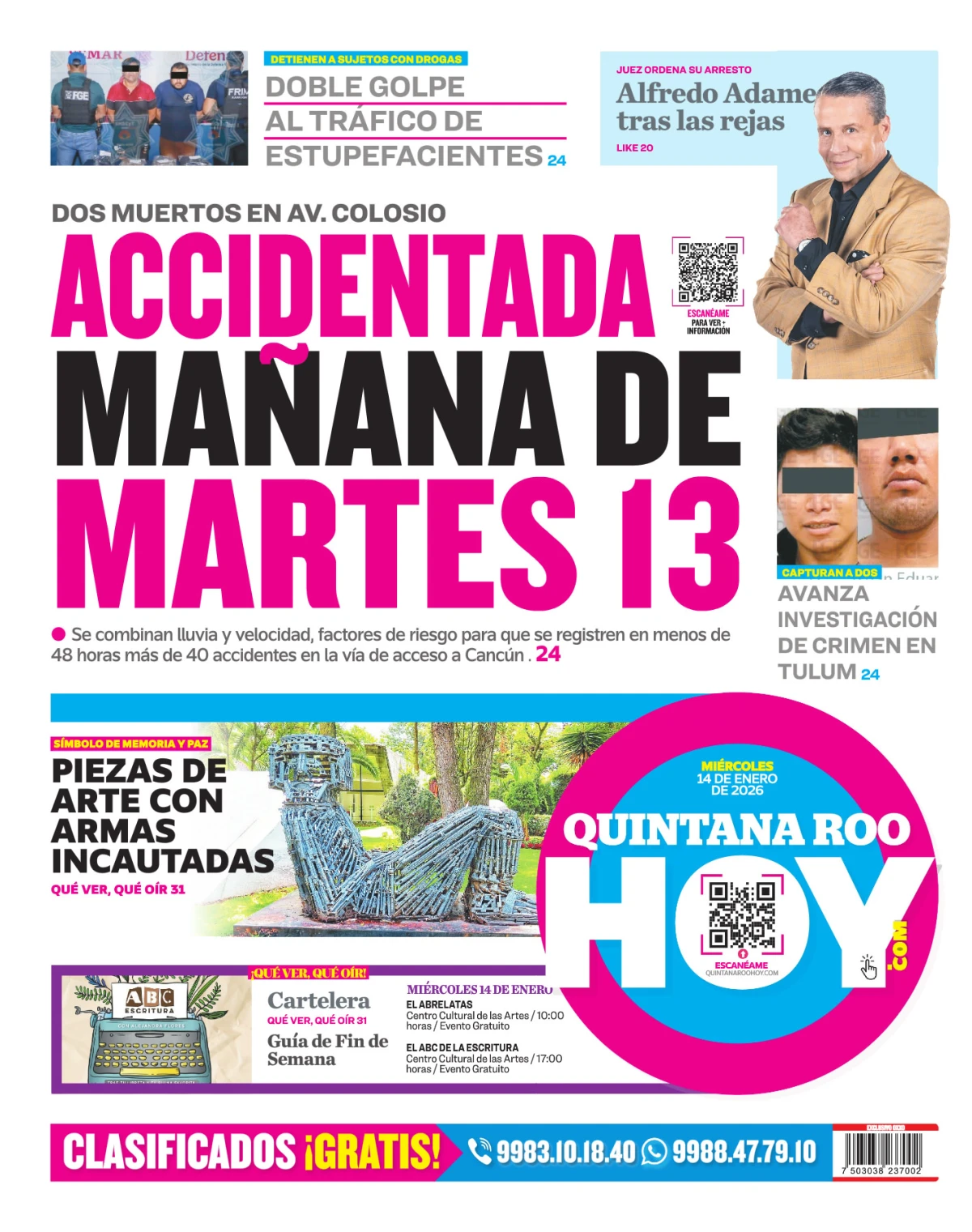 Portada de Quintana Roo Hoy (contraportada)