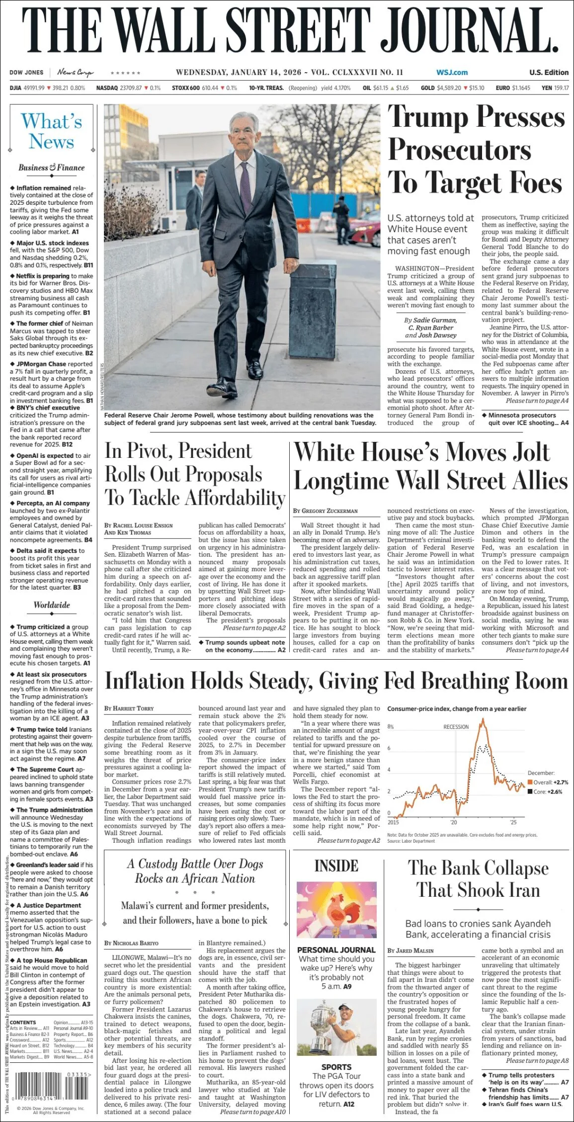 Portada de The Wall Street Journal