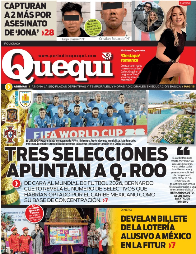 Portada de Quequi (contraportada) del miércoles, 14 de enero de 2026