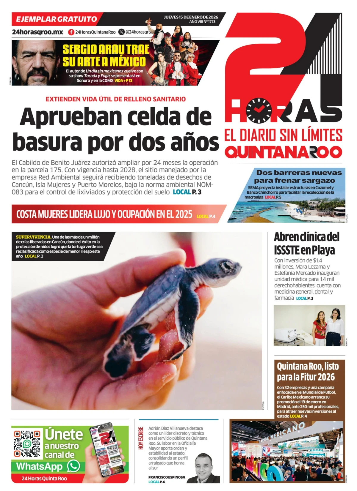 Portada de 24 Horas Quintana Roo