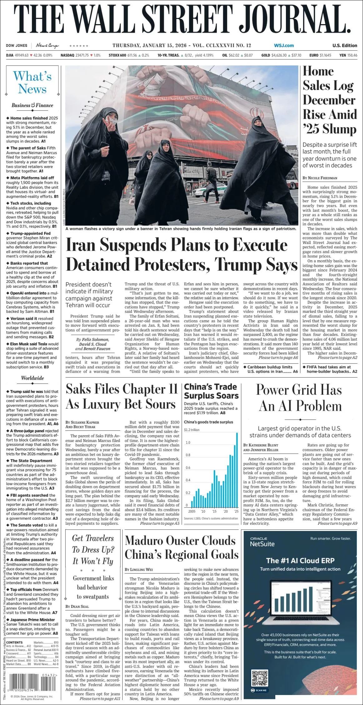 Portada de The Wall Street Journal