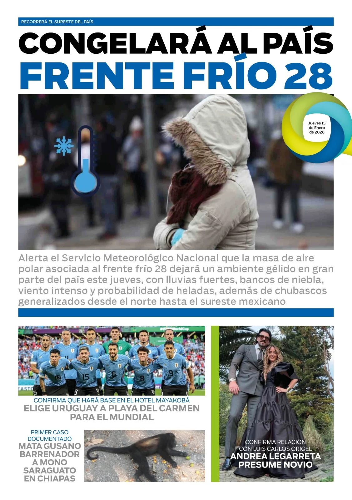 Portada de El Quintana Roo (contraportada) del 2026-01-15