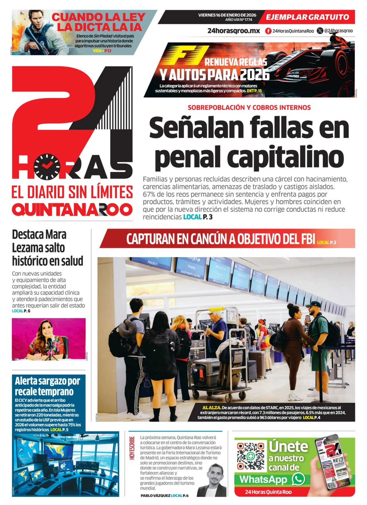 Portada de 24 Horas Quintana Roo