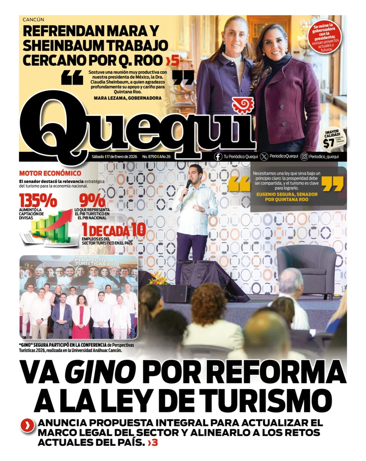 Portada de Quequi del sábado, 17 de enero de 2026