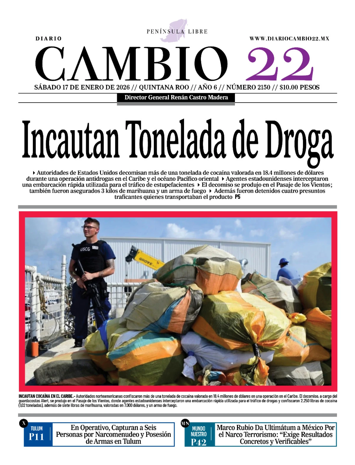 Portada de Diario Cambio 22 (contraportada)