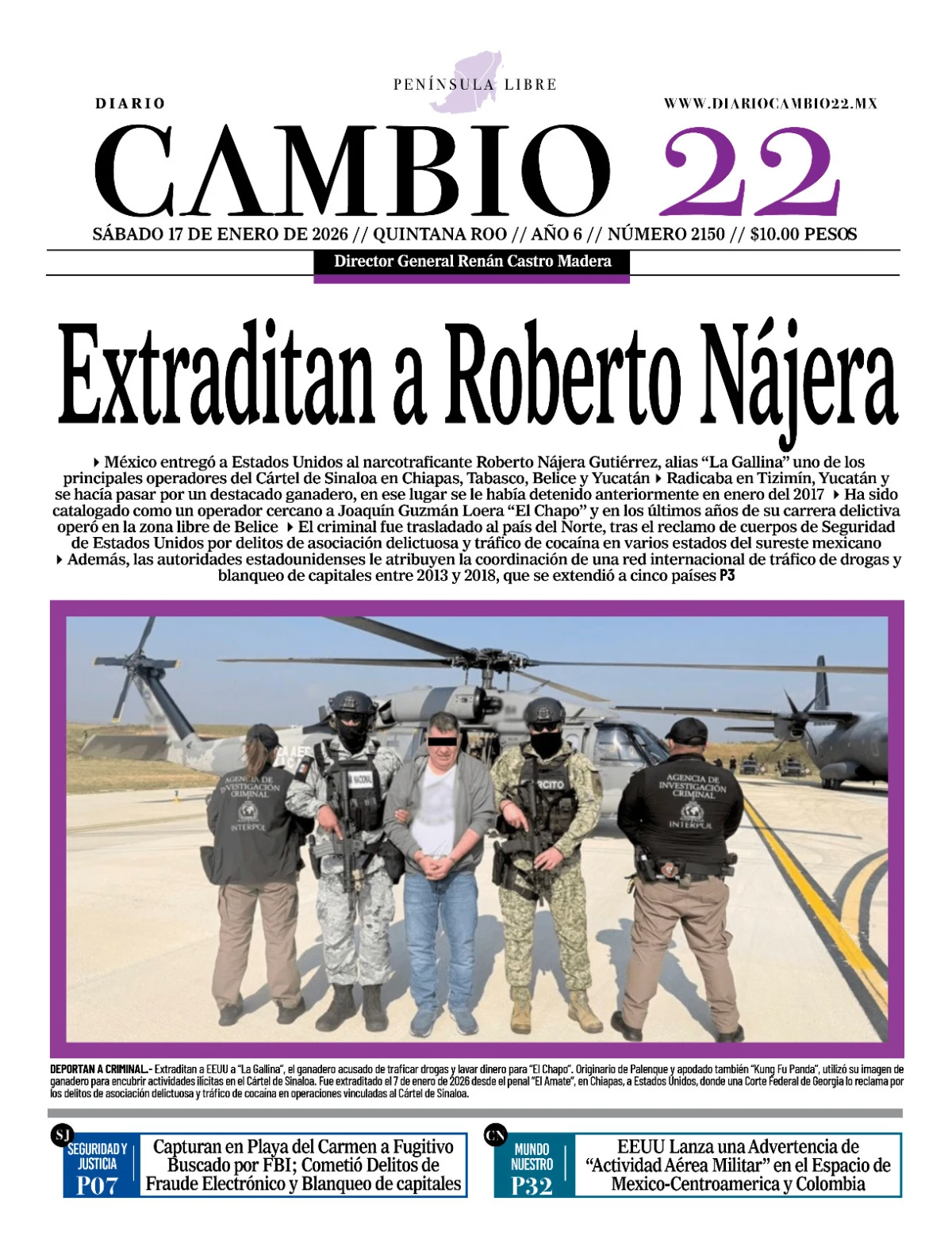 Portada de Diario Cambio 22 (portada)