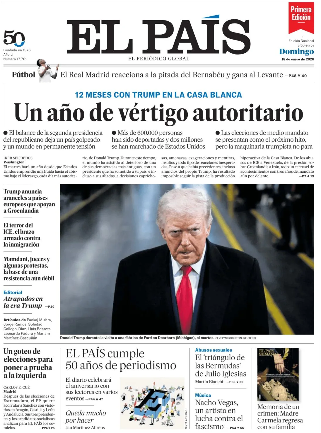 Portada de El Pais