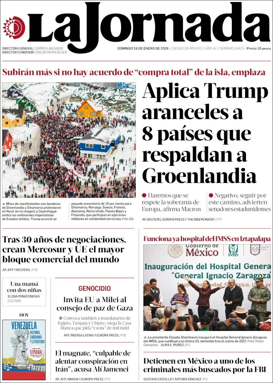 Portada de La Jornada