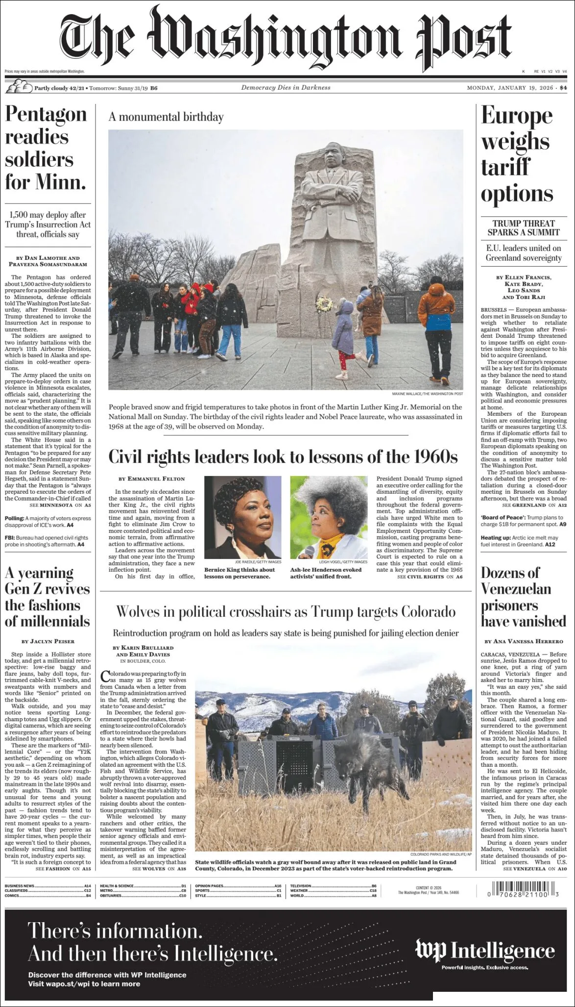 Portada de The Washington Post