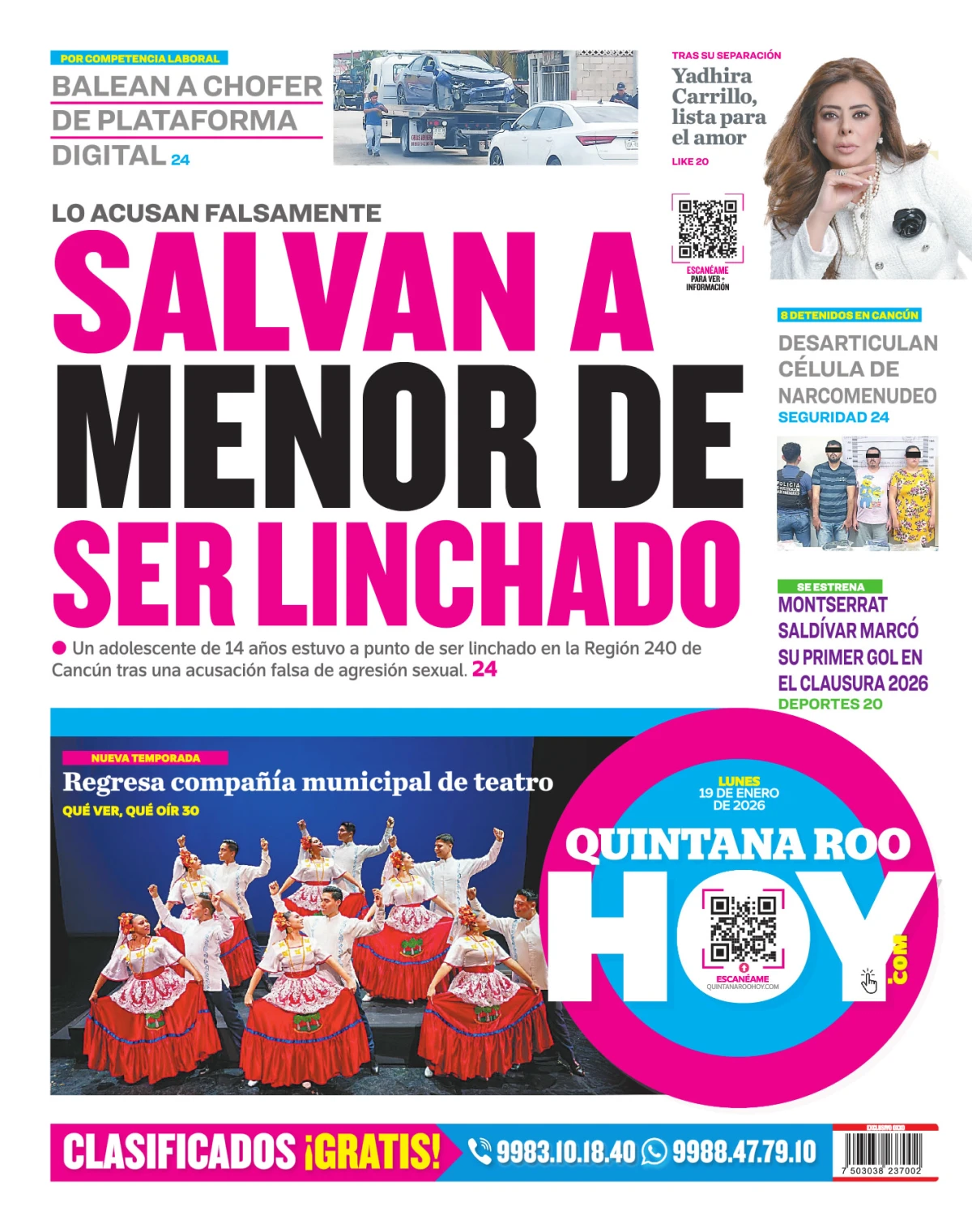 Portada de Quintana Roo Hoy (contraportada)