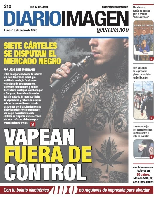 Portada de Diario Imagen Quintana Roo del lunes, 19 de enero de 2026