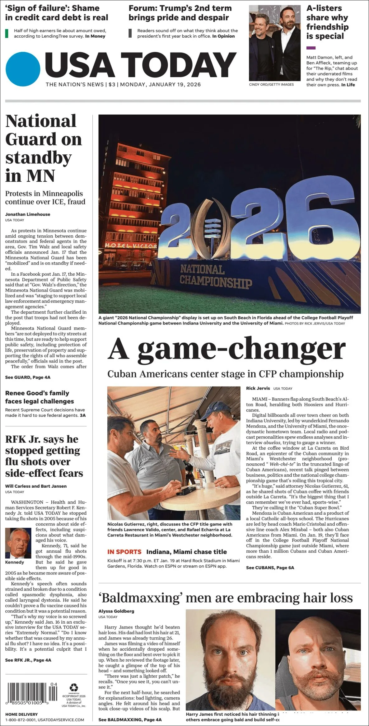 Portada de Usa Today