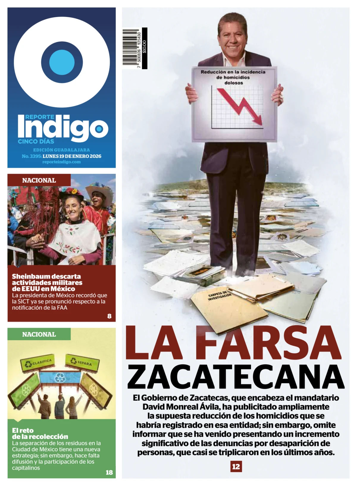 Portada de Reporte Indigo Guadalajara del lunes, 19 de enero de 2026