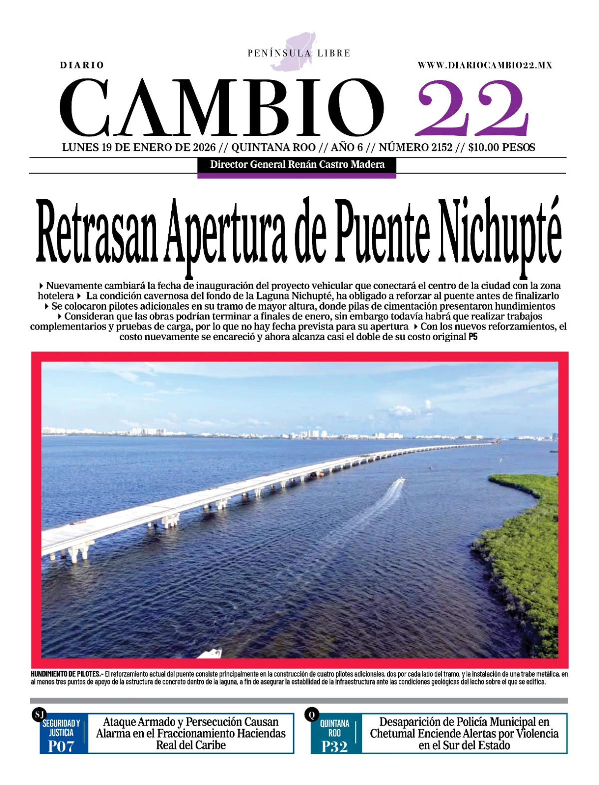 Portada de Diario Cambio 22 (contraportada)