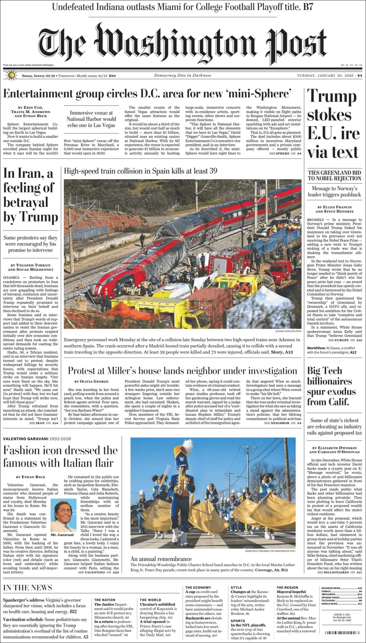 Portada de The Washington Post