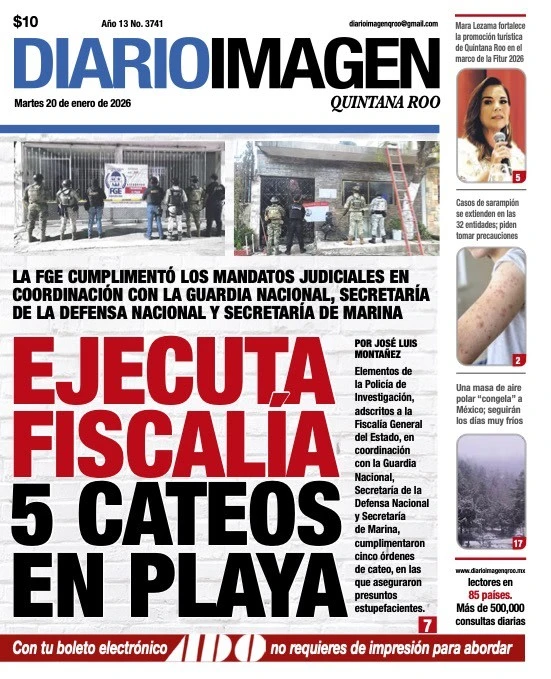 Portada de Diario Imagen Quintana Roo del martes, 20 de enero de 2026