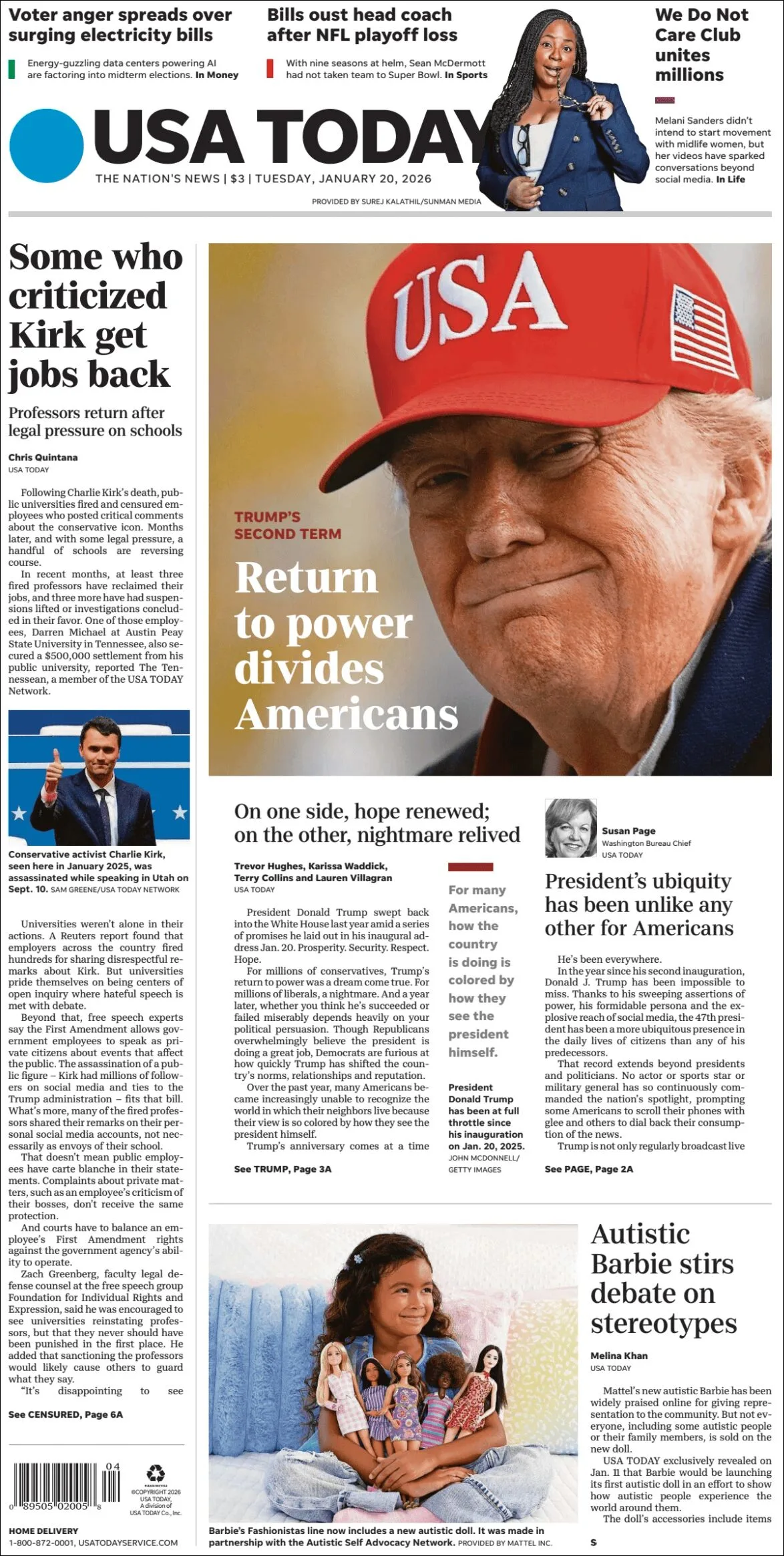 Portada de Usa Today