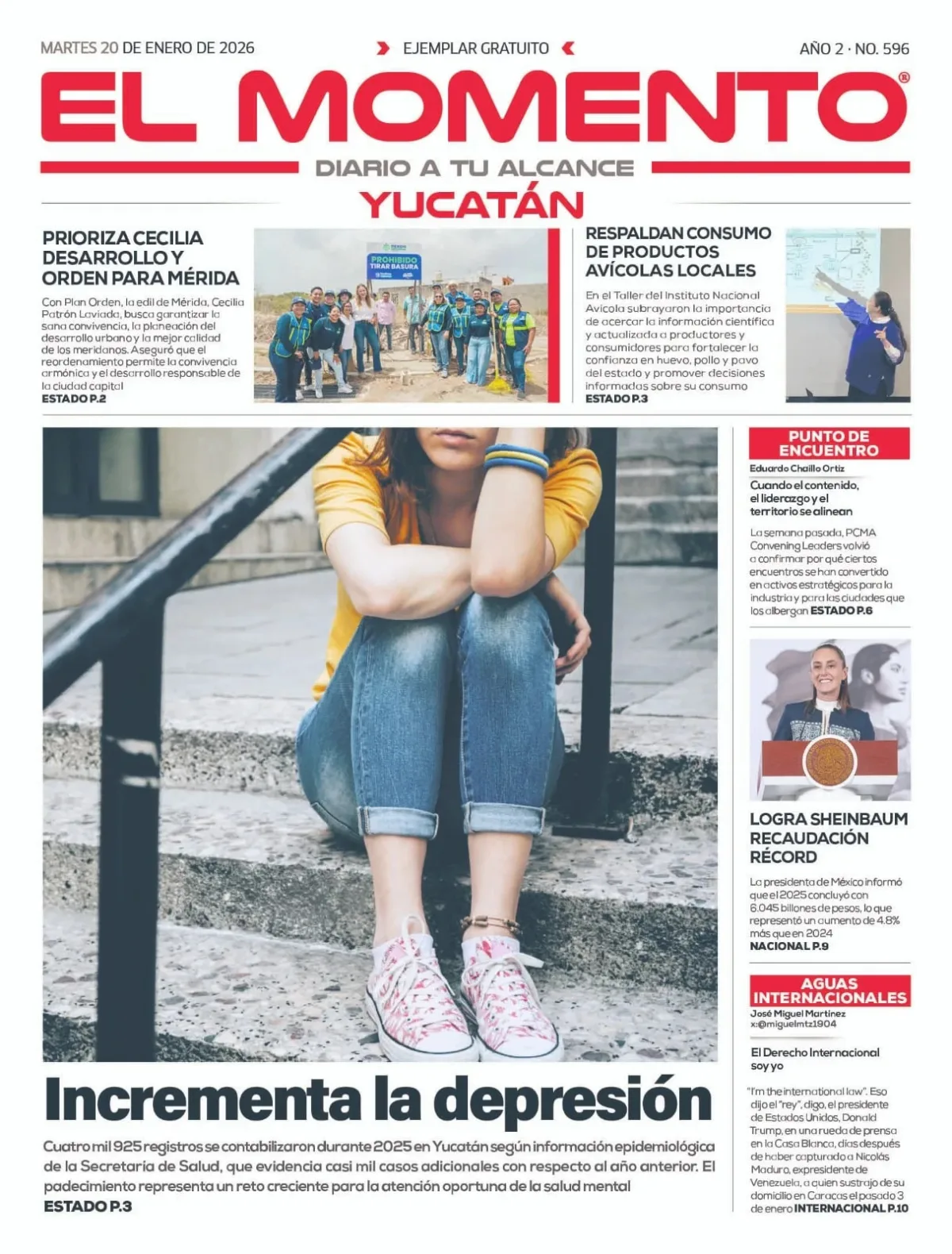 Portada de El Momento Yucatan del martes, 20 de enero de 2026