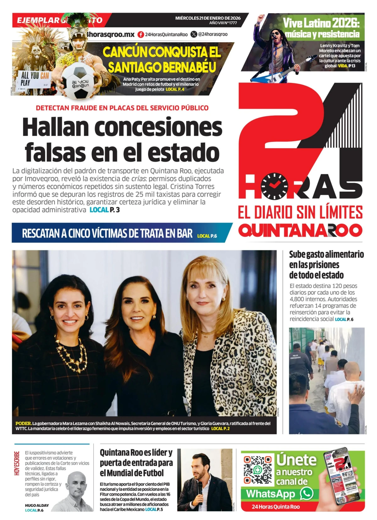 Portada de 24 Horas Quintana Roo