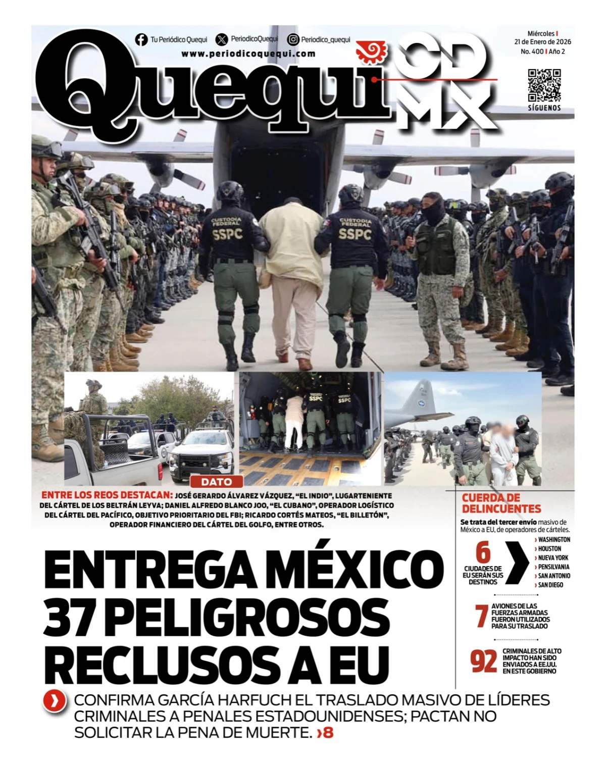 Portada de Quequi CDMX del miércoles, 21 de enero de 2026