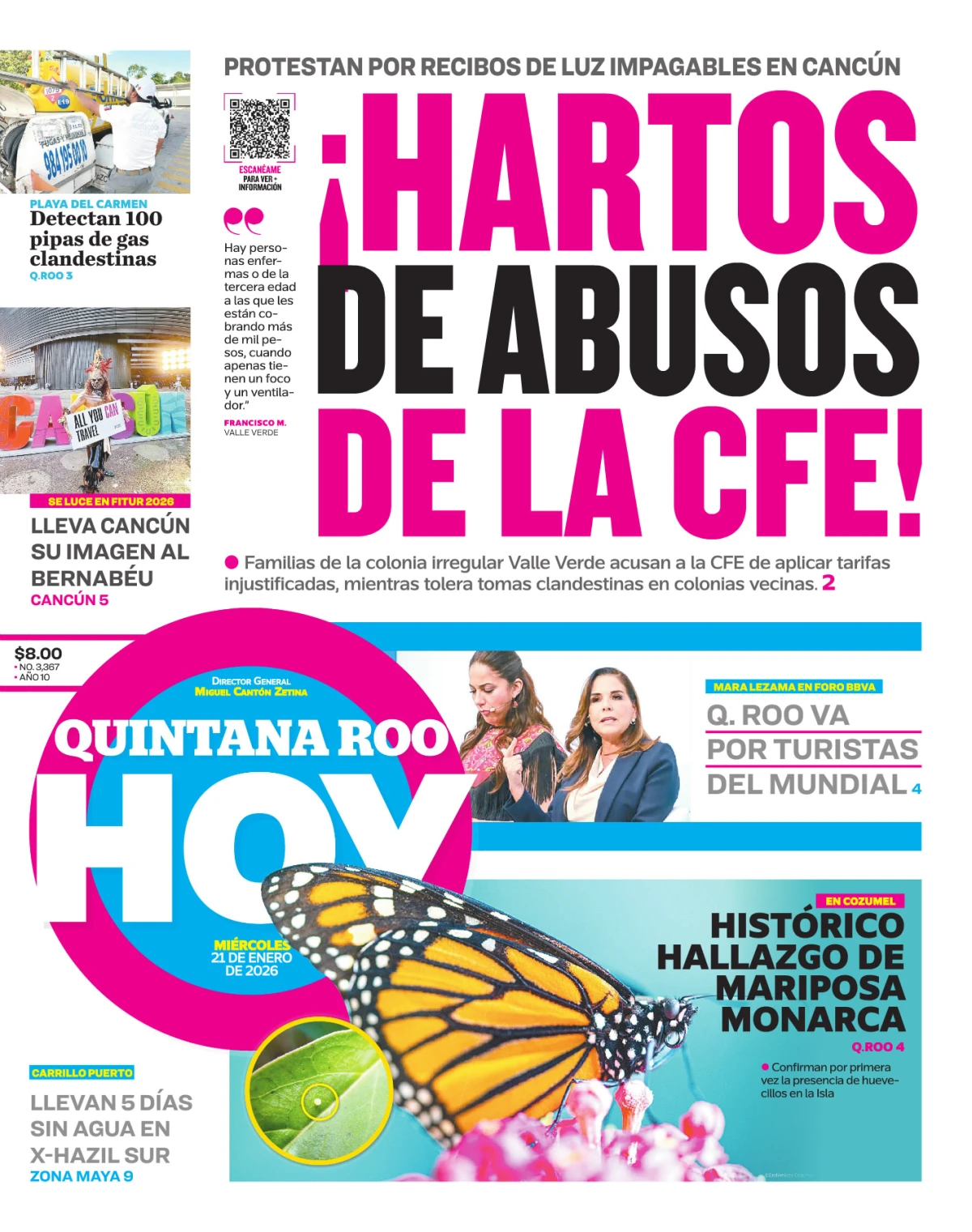 Portada de Quintana Roo Hoy (portada)