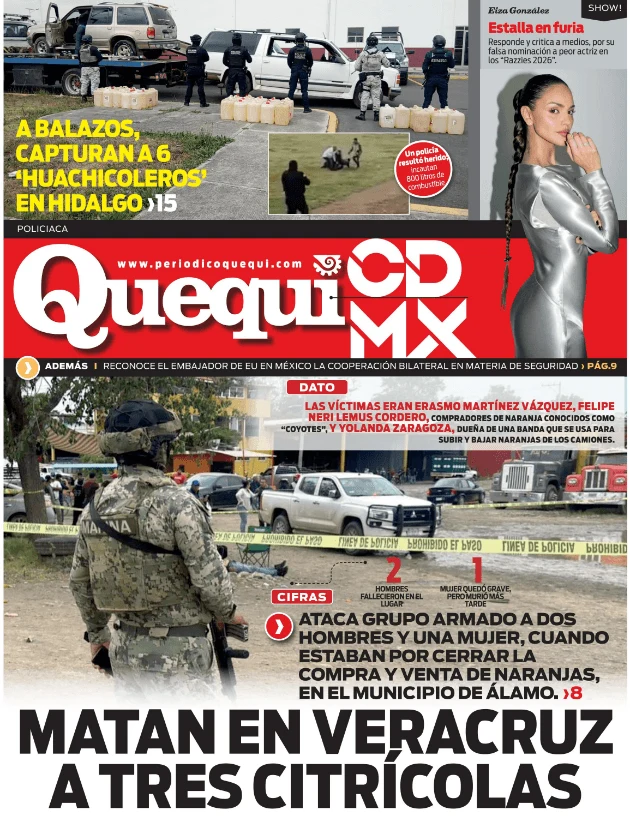 Portada de Quequi CDMX (contraportada) del jueves, 22 de enero de 2026