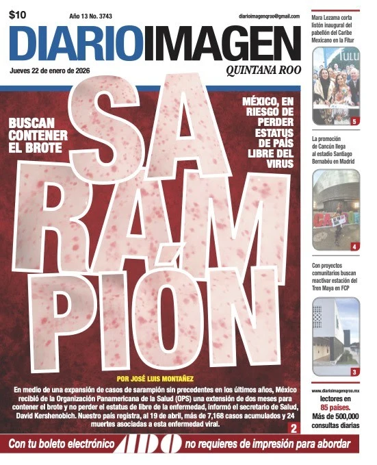 Portada de Diario Imagen Quintana Roo del jueves, 22 de enero de 2026