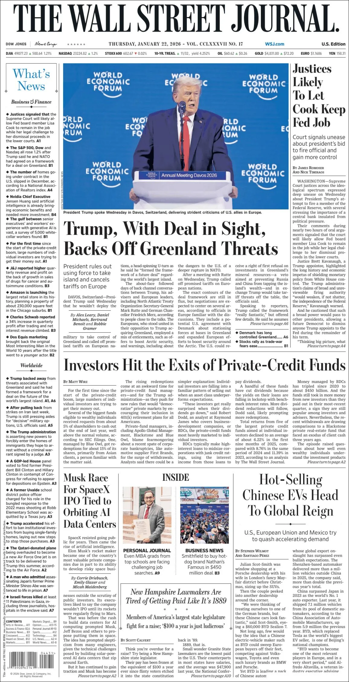 Portada de The Wall Street Journal