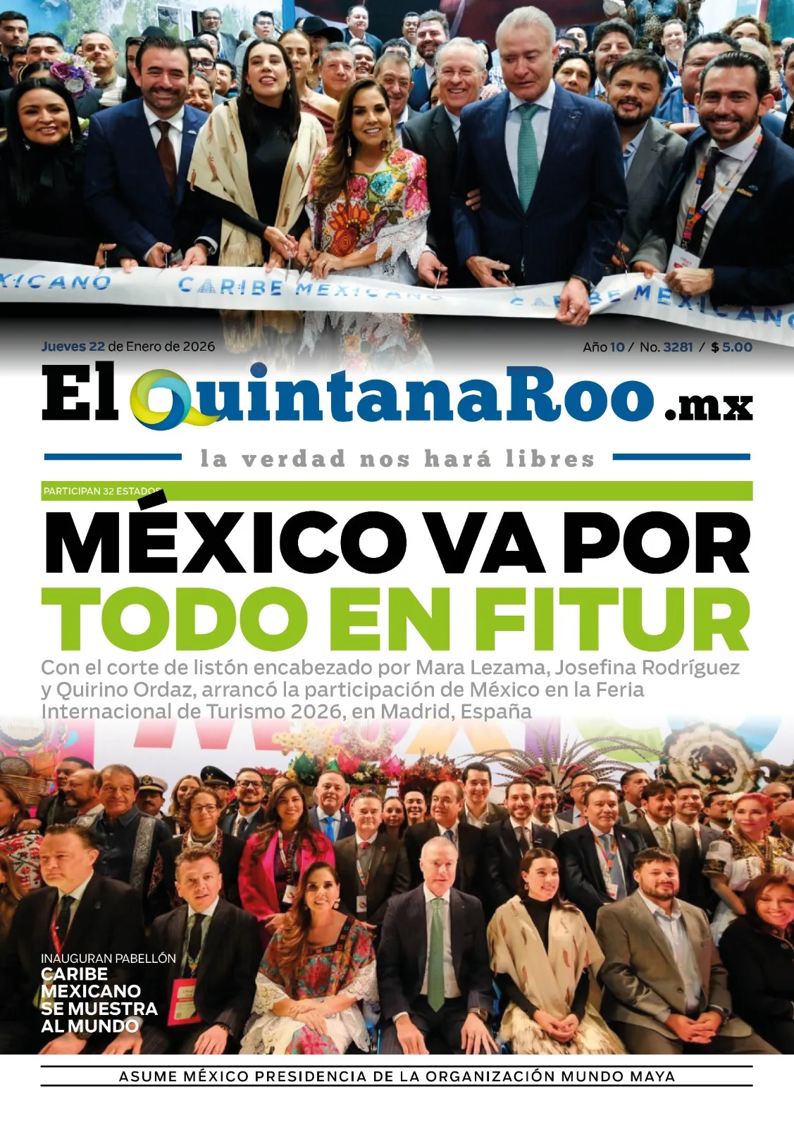 Portada de El Quintana Roo (portada) del 2026-01-22