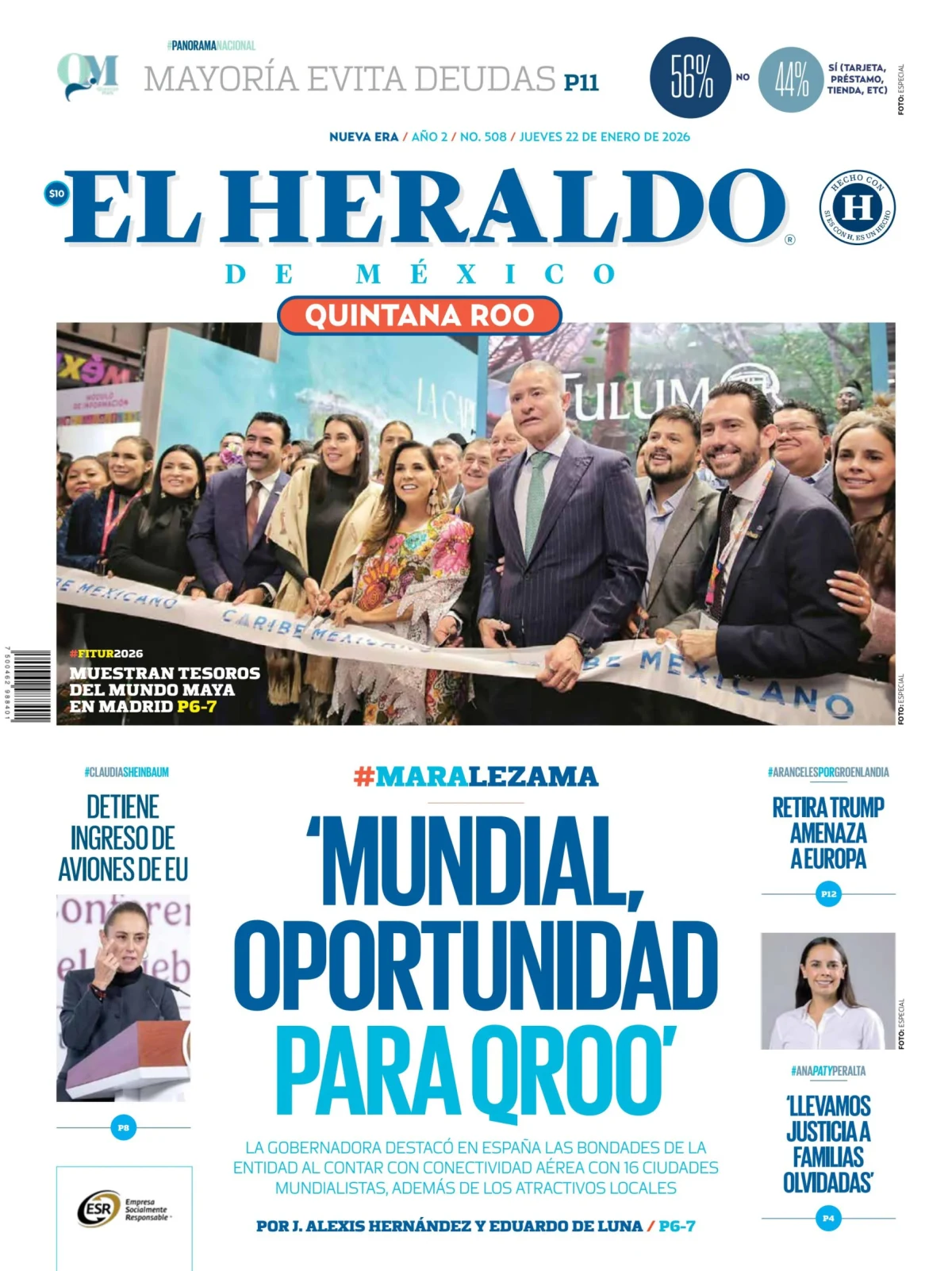 Portada de El Heraldo de Mexico - Quintana Roo