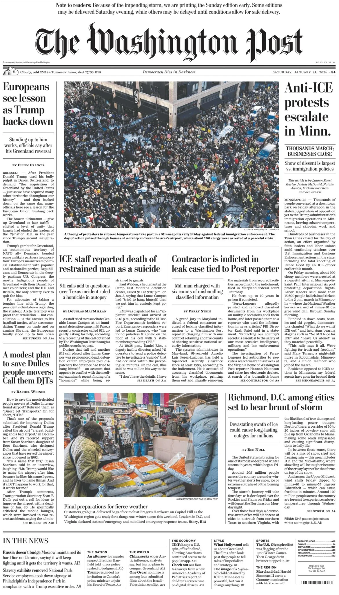 Portada de The Washington Post